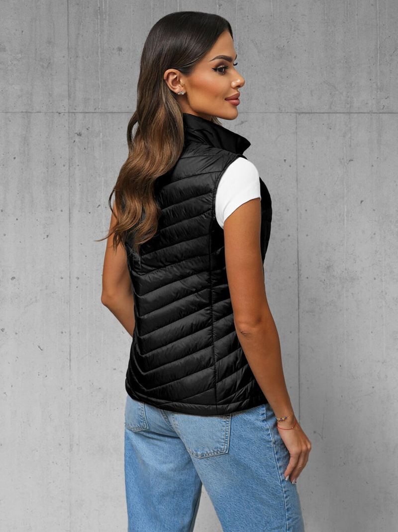 Kamizelka damska pikowana czarna OZONEE JS/16M9063/392