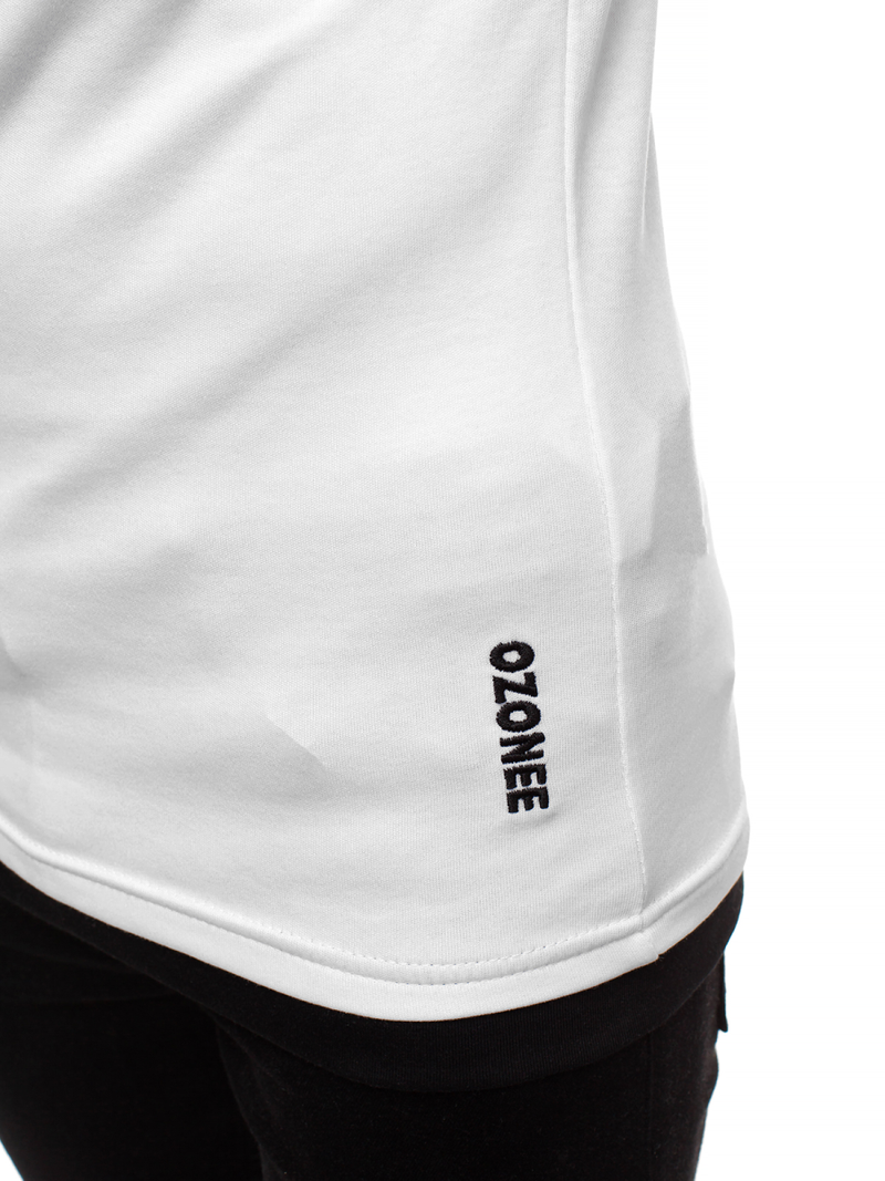 T-Shirt z kapturem męski biały OZONEE O/1273Z