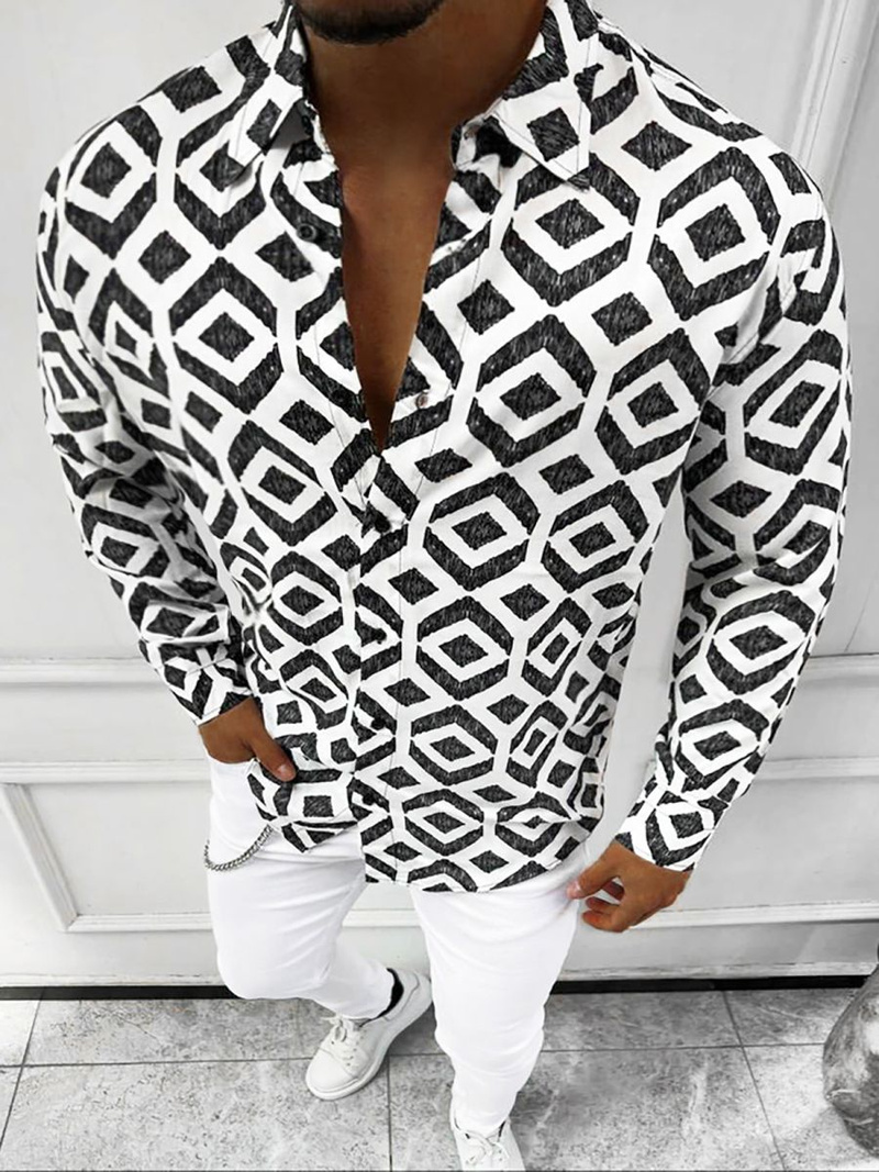 Koszula męska czarno-biała OZONEE E/9000/4