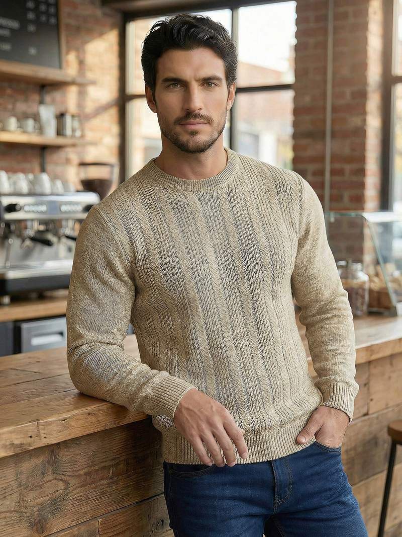 Sweter męski golf beżowy OZONEE JS/59B3608/155