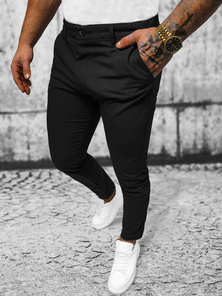 Spodnie męskie chino materiałowe czarne OZONEE O/4000