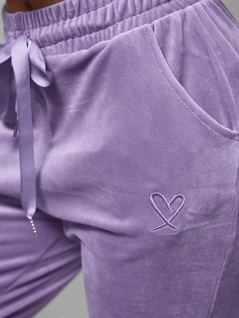 Spodnie dresowe damskie welurowe fioletowe OZONEE O/390177M