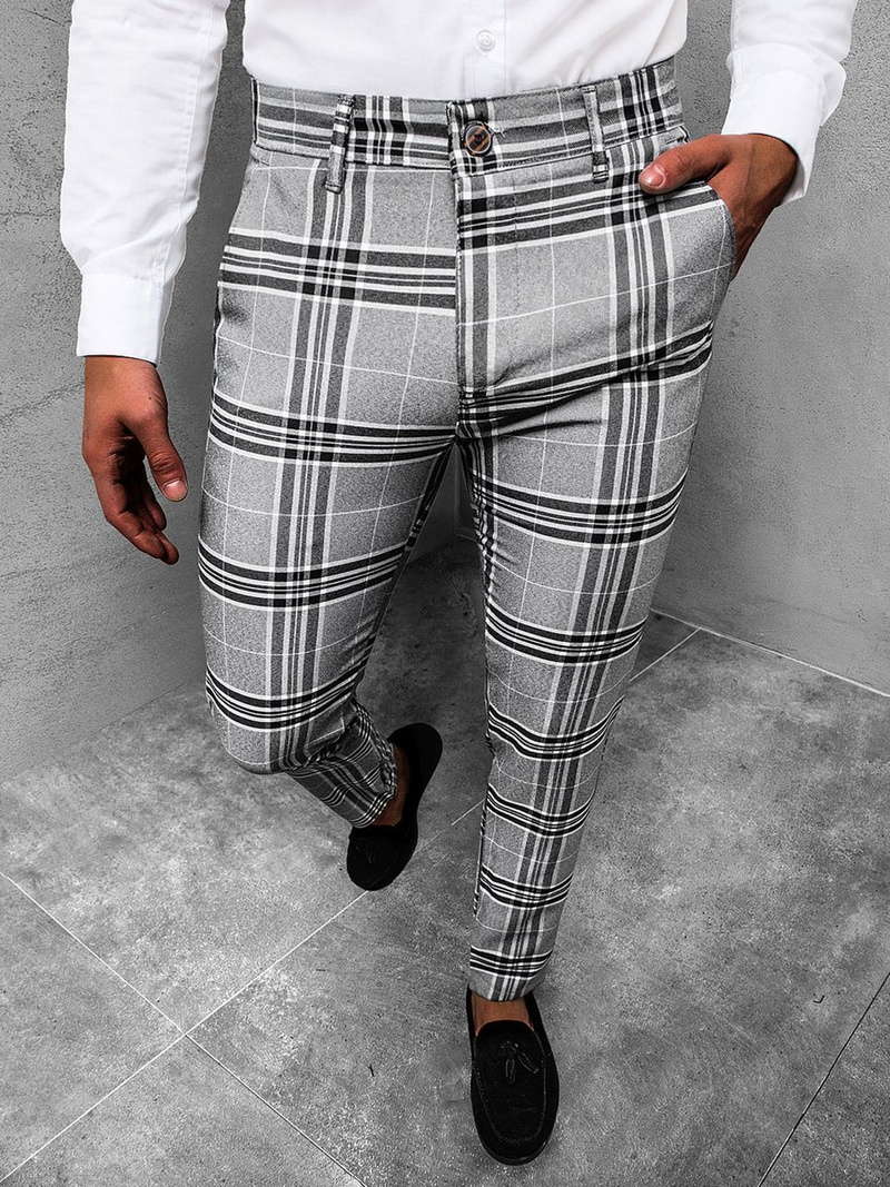 Spodnie męskie chino materiałowe szare OZONEE DJ/5575