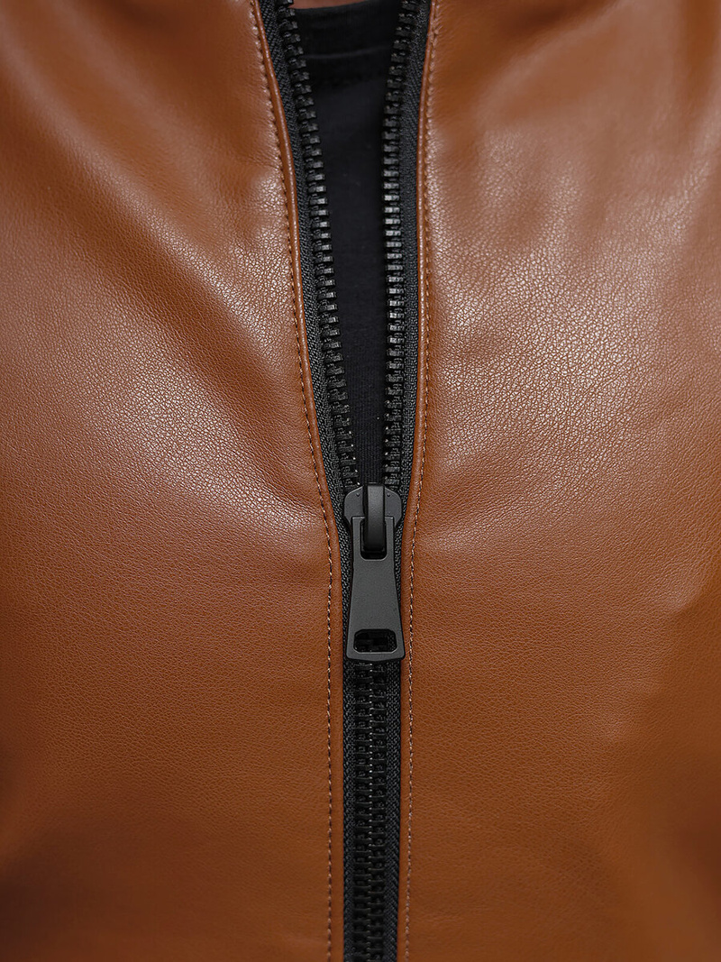 Kurtka skórzana męska bomberka camelowa OZONEE JS/11Z8107