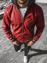 Kurtka skórzana męska bordowa OZONEE N/6188Z