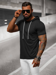 T-shirt męski z kapturem czarny OZONEE JS/8T955/3