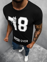 T-Shirt męski z nadrukiem czarny OZONEE O/1174Z 