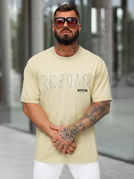 T-shirt męski loose fit beżowy OZONEE O/QQ1185