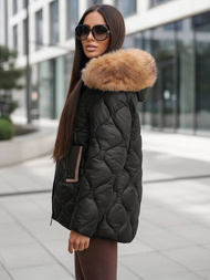 Kurtka zimowa damska z futerkiem czarna OZONEE O/5M3226/392Z