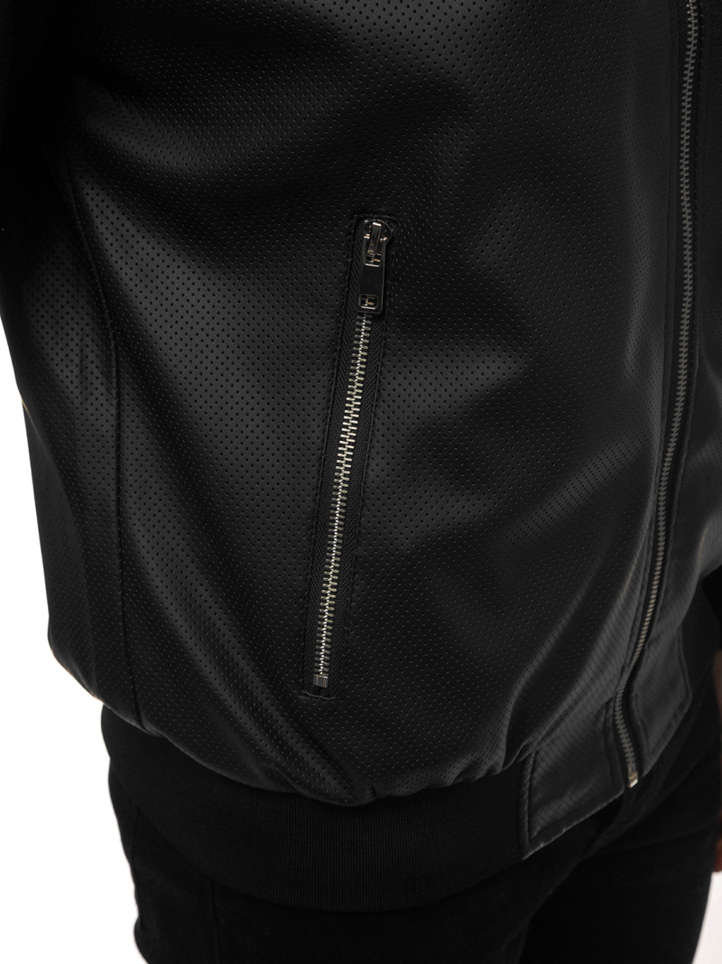 Kurtka skórzana męska czarna OZONEE N/6121