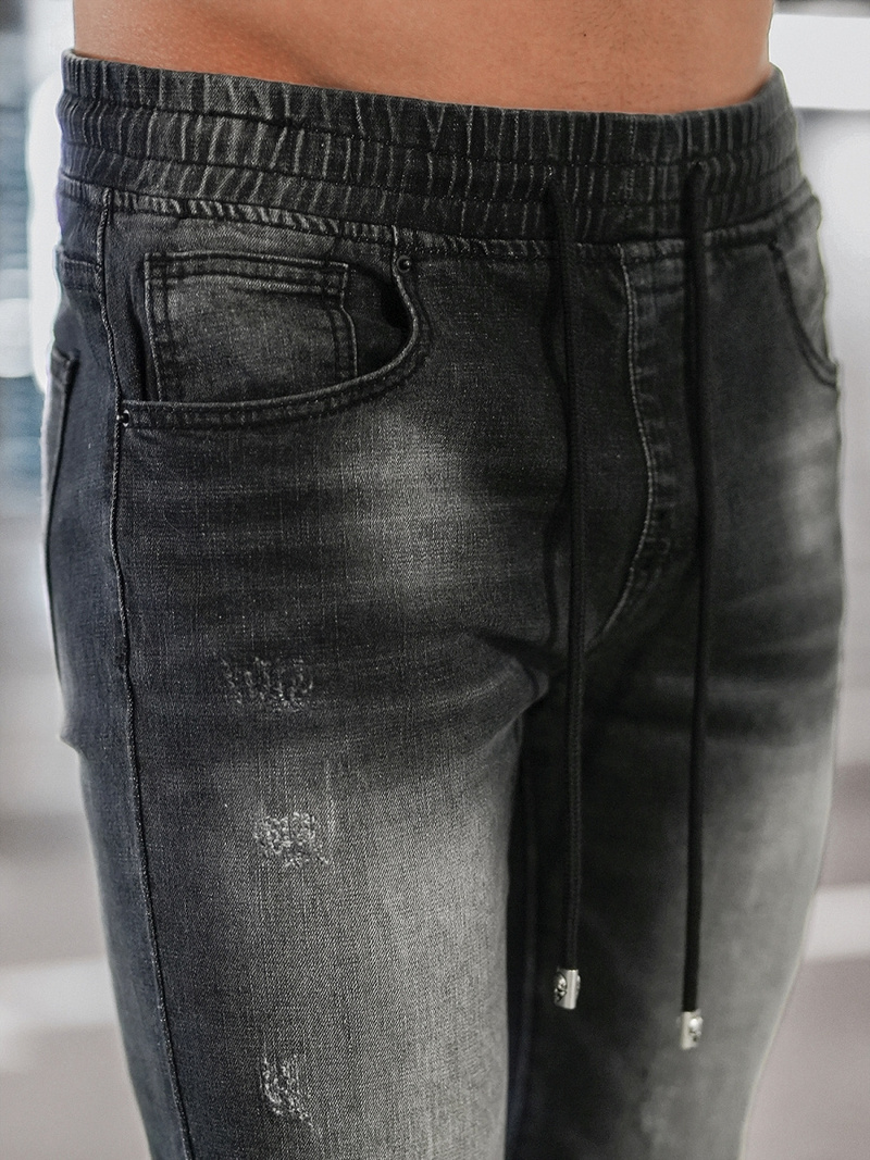 Spodnie jeansowe joggery męskie czarne OZONEE NB/MP0053/2N