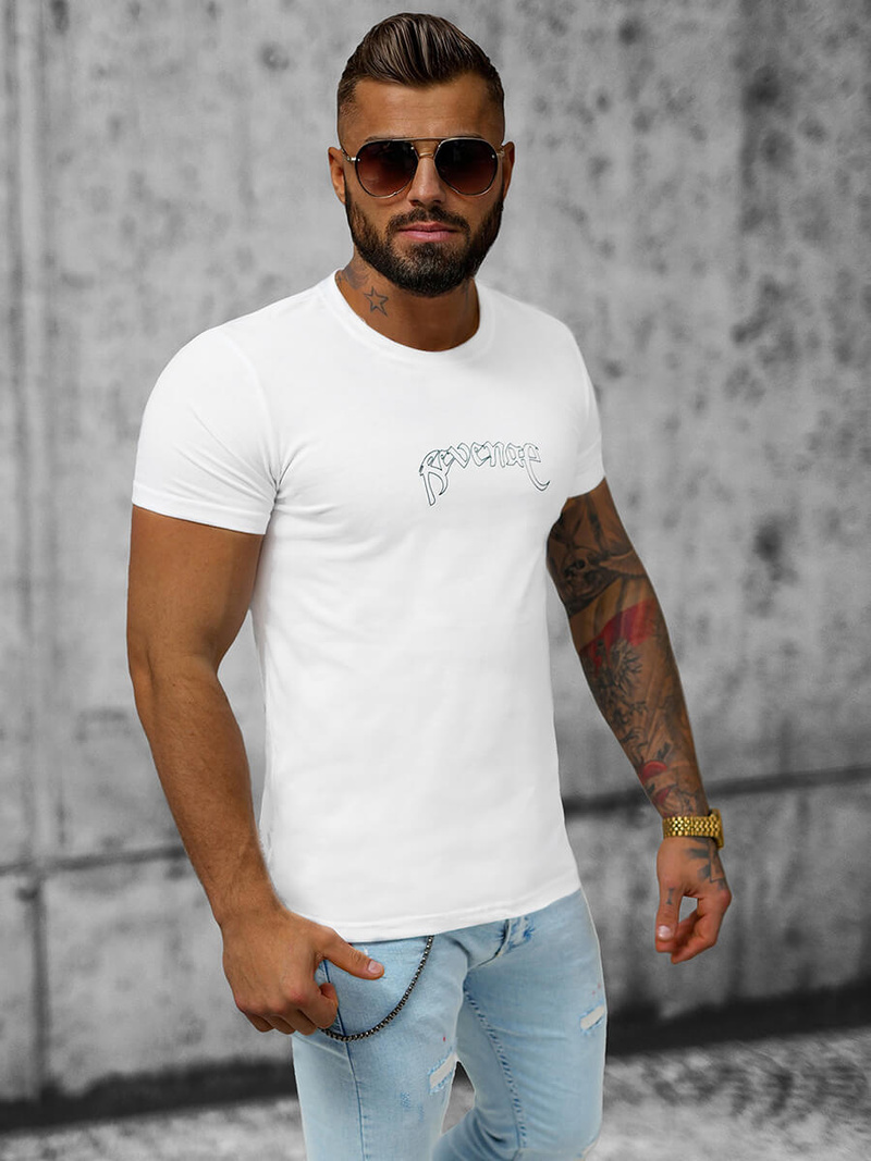 T-shirt męski biały OZONEE O/T108/1Z