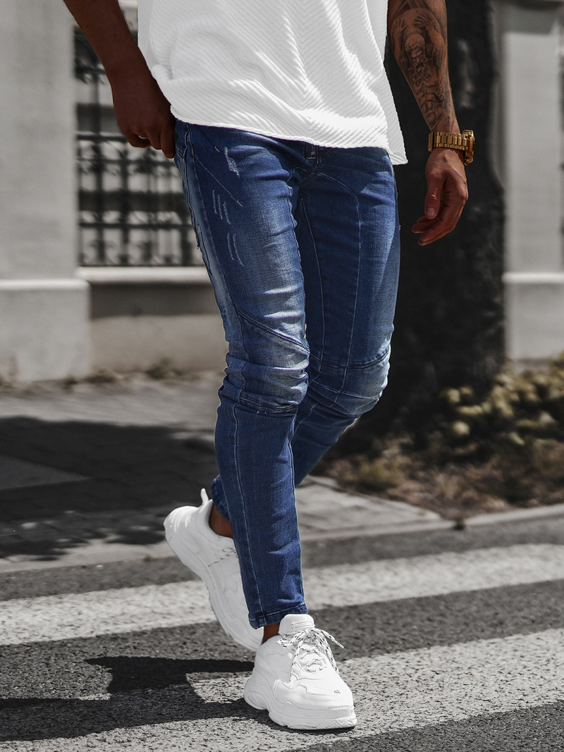 Spodnie jeansowe męskie ciemno-niebieskie OZONEE NB/MP0025B