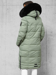 Kurtka zimowa damska długa pikowana miętowa OZONEE O/W377