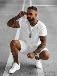 Komplet dresowy męski welurowy biały OZONEE O/12133Z