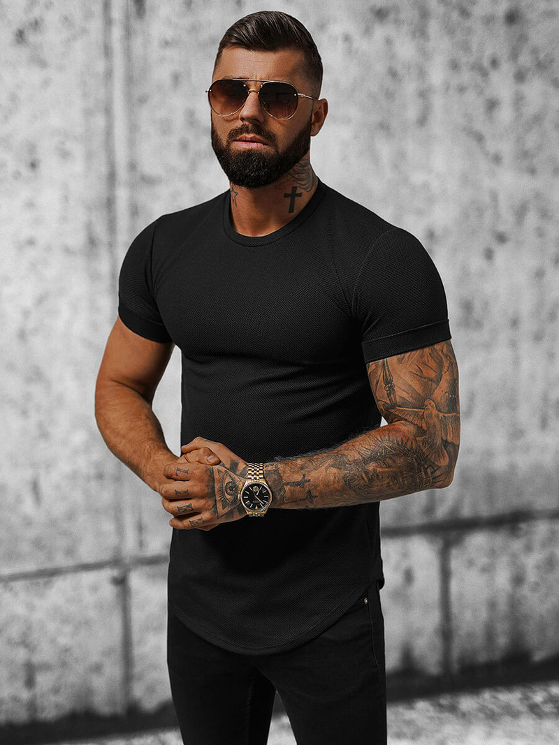 T-Shirt męski czarny OZONEE O/P1131
