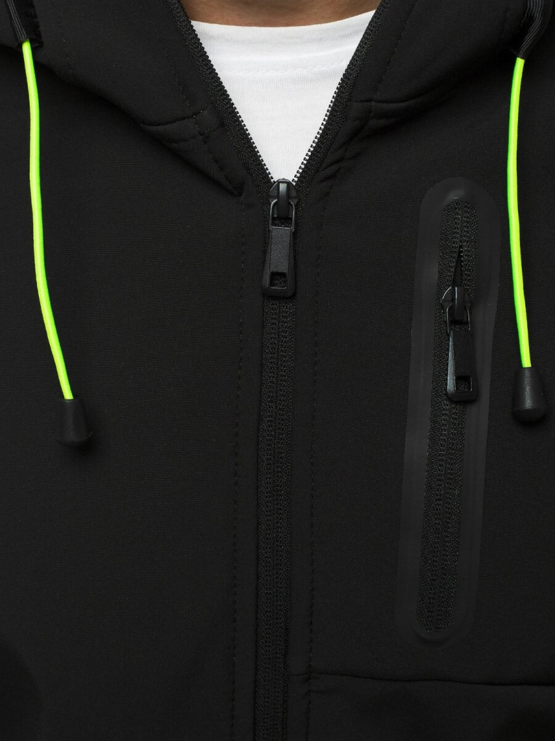 Kurtka softshell męska z kapturem czarna OZONEE JS/KS2183