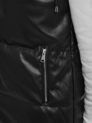 Kamizelka damska długa skórzana czarna OZONEE O/AY756