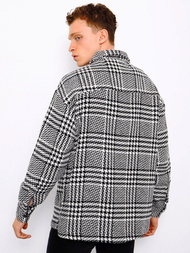 Koszula męska oversize w kratę czarno-biała OZONEE MACH/G821