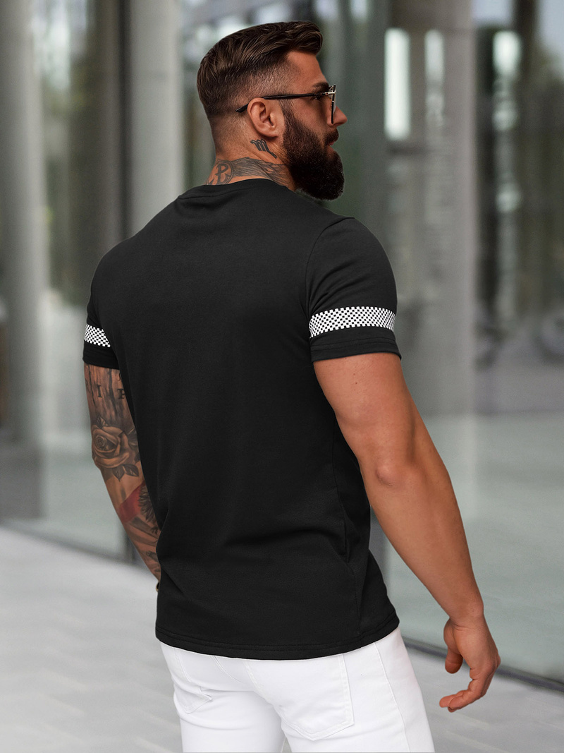 T-shirt męski slim fit czarny OZONEE JS/8B1701/3