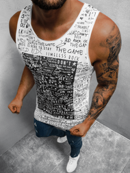 Koszulka bez rękawów męska biała OZONEE O/1258Z