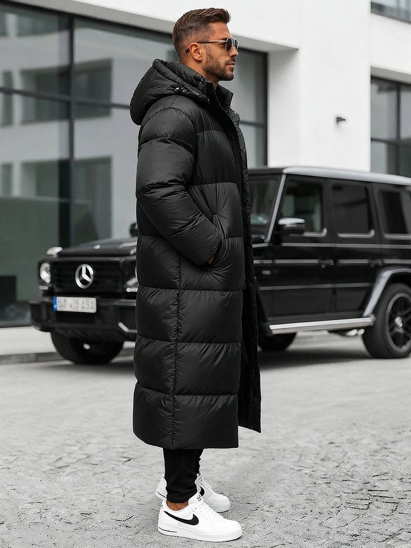 Kurtka zimowa męska długa czarna OZONEE O/M3202Z