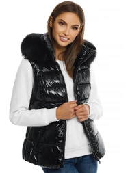 Стьобаний жіночий жилет чорний OZONEE O/DK027/1