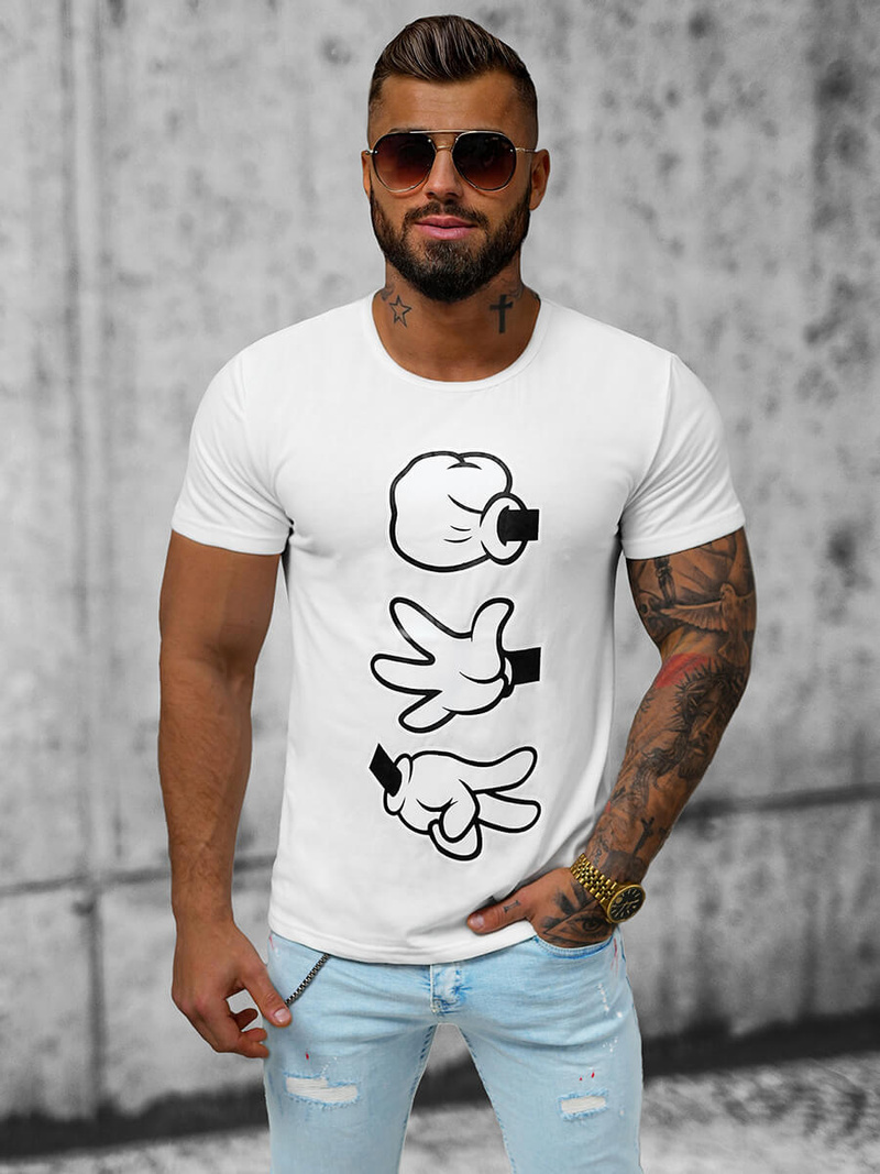 T-shirt męski biały OZONEE JS/KS1997Z