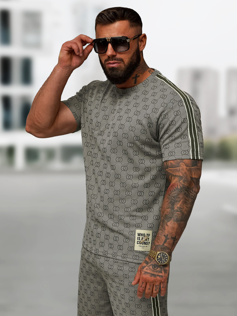 Komplet dresowy męski krótki ciemno-szary OZONEE O/QQ1608AB