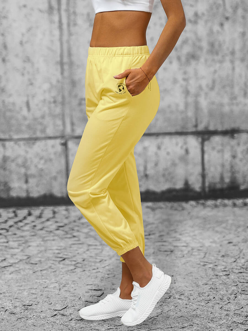 Spodnie dresowe damskie kremowe OZONEE O/SYM2192