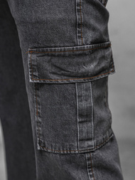 Spodnie jeansowe męskie wide leg grafitowe OZONEE DO/4001