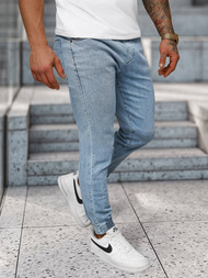 Spodnie jeansowe joggery męskie jasno-niebieskie OZONEE NB/MP0272BC