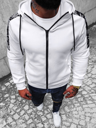 Bluza z kapturem męska rozpinana biała OZONEE JS/B8120