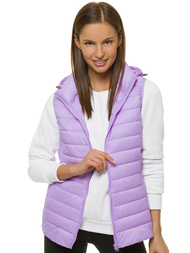 Kamizelka damska pikowana z kapturem jasnofioletowa OZONEE JS/M23039/37