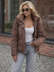 Kurtka zimowa damska pikowana czekoladowa OZONEE JS/5M3336/158Z