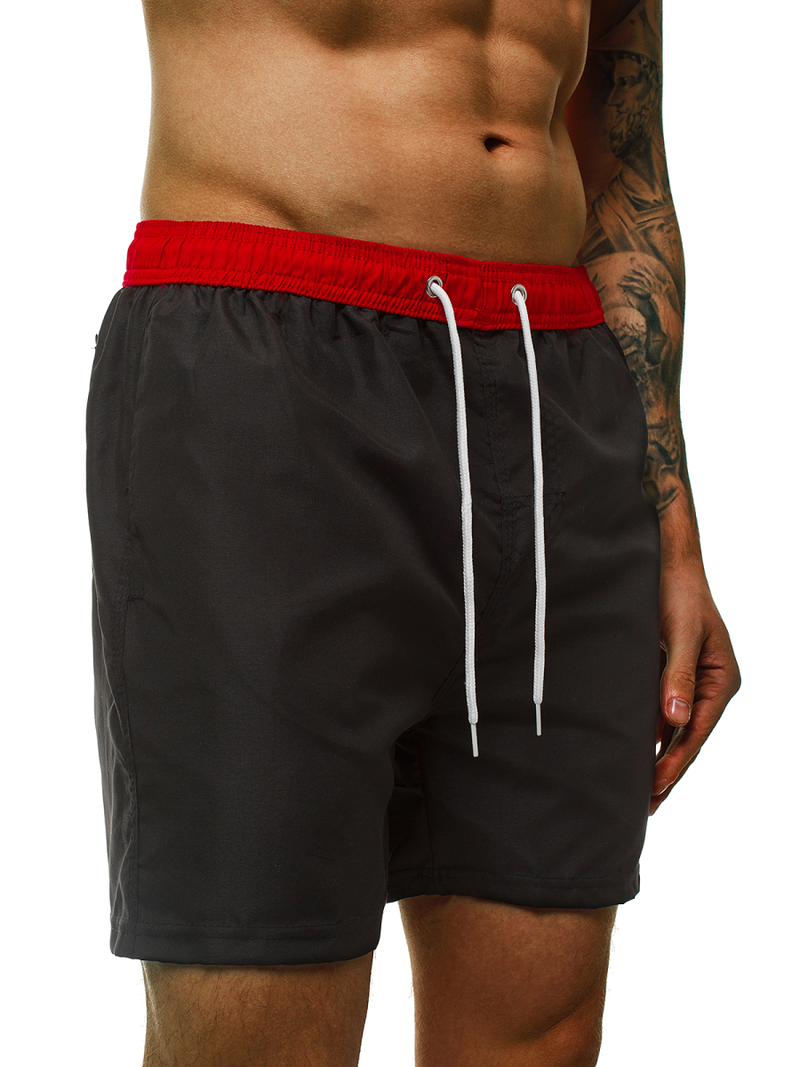 Spodenki kąpielowe męskie czarno-czerwone OZONEE ST005-4