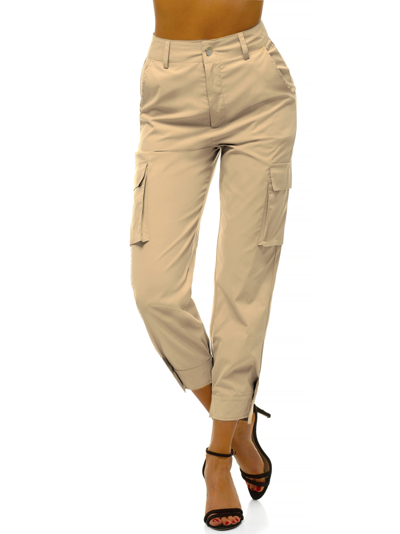 Spodnie damskie joggersy beżowe OZONEE O/HM002