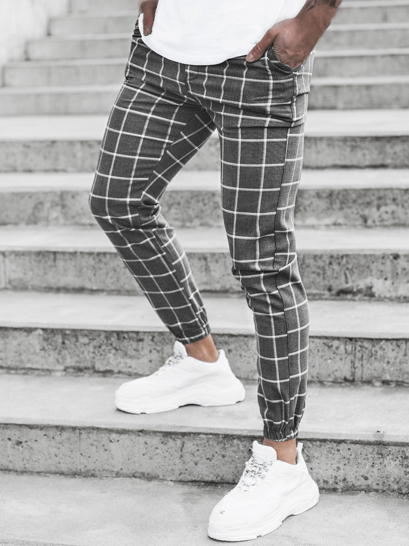 Spodnie męskie chino joggery szare OZONEE DJ/3455/21