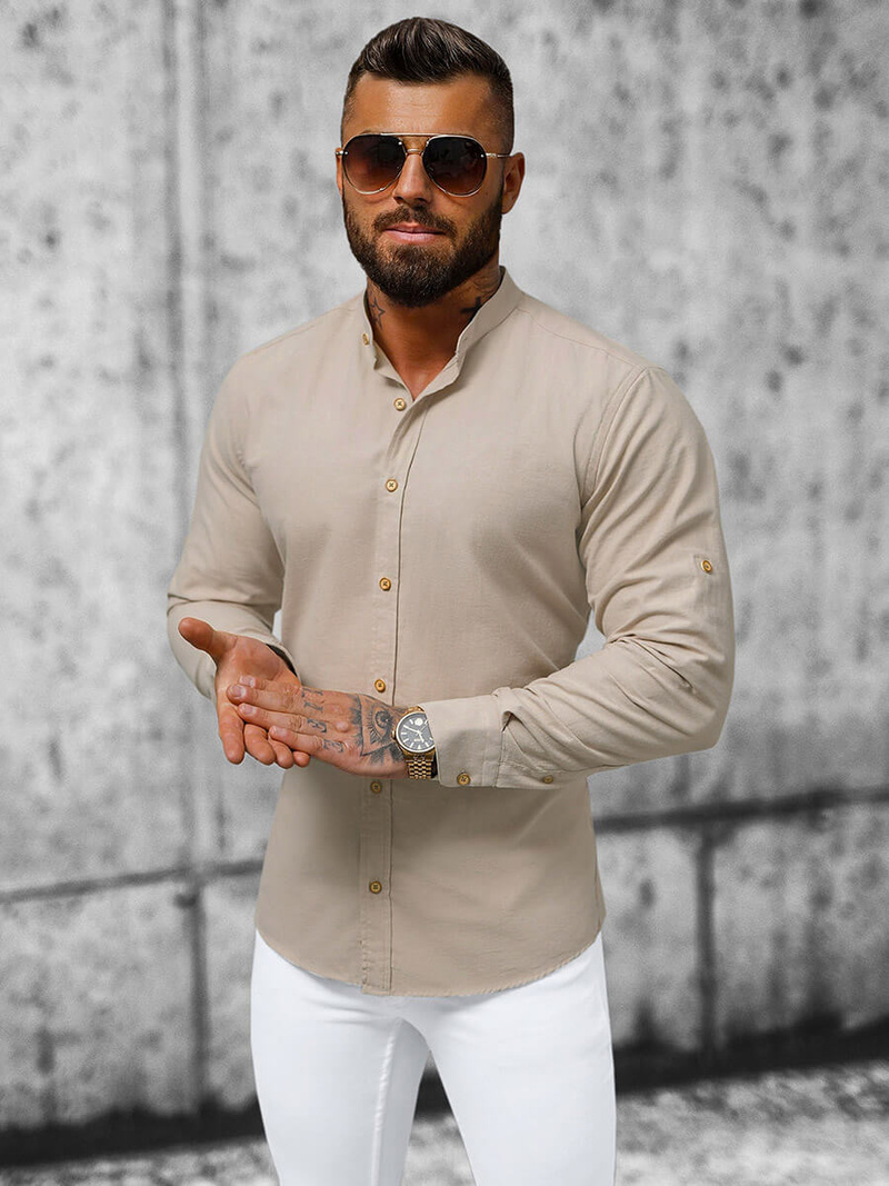 Класична сорочка чоловіча Яскраво-Бежева OZONEE O/V38