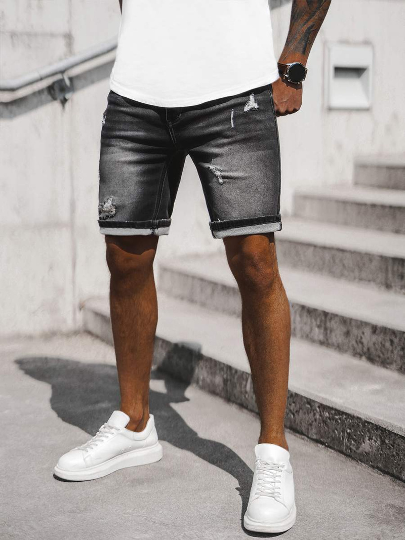 Spodenki męskie jeansowe czarne OZONEE NB/MP0061NZ