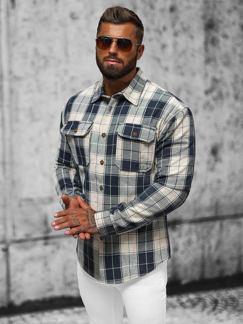 Сорочка Чоловіча Tемно-Ультрамаринова OZONEE NB/MC727BS