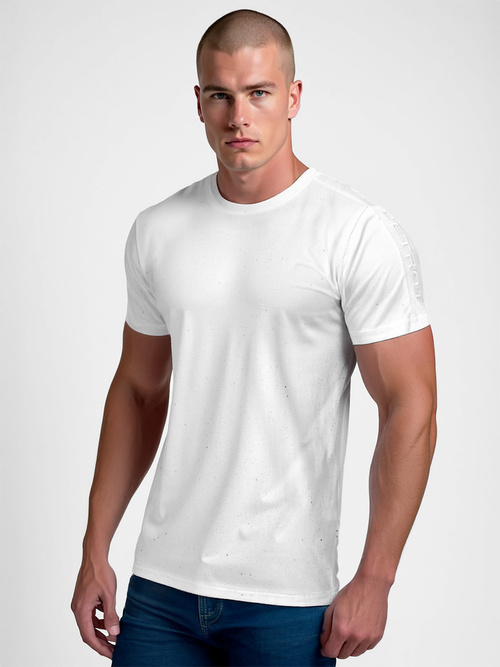 T-shirt męski slim fit biały OZONEE O/QQ1388Z