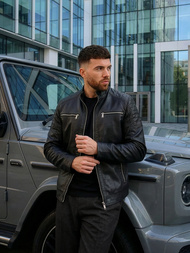 Kurtka skórzana męska czarna OZONEE JS/11Z8137