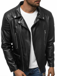 Kurtka skórzana męska ramoneska czarna OZONEE O/5623