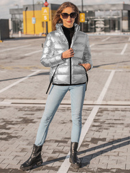 Kurtka pikowana damska srebrna OZONEE JS/M23061/6Z