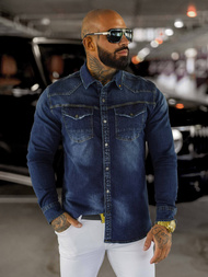 Koszula męska jeansowa niebieska OZONEE O/51412