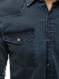 Koszula męska jeansowa granatowa OZONEE O/3444