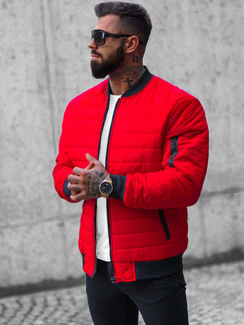 Kurtka bomberka męska czerwona OZONEE JS/MY02Z