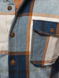 Koszula flanelowa męska granatowa OZONEE NB/MC727B