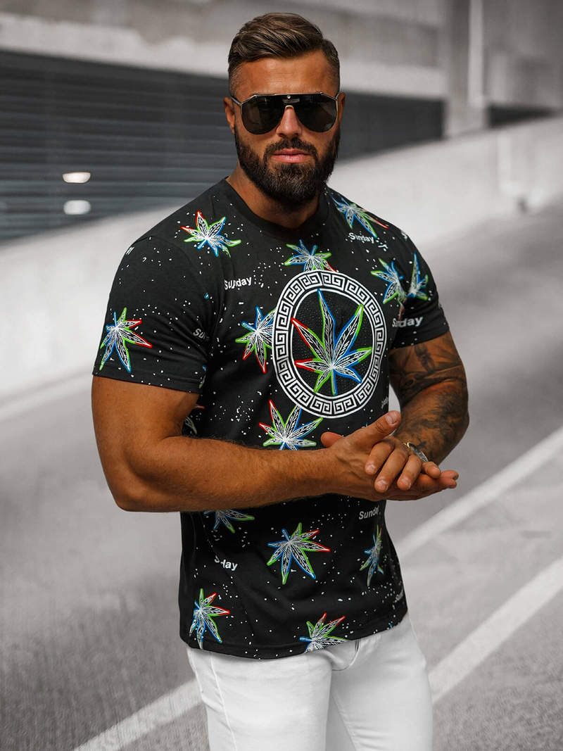 T-shirt męski czarny OZONEE O/T136/3